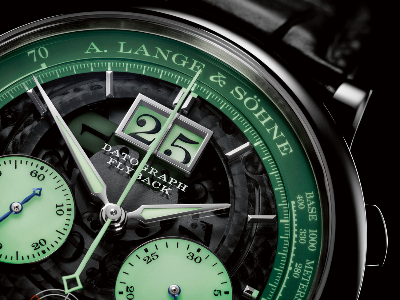 A. Lange  Sohne Datograph Up/Down Lumen dial closeup