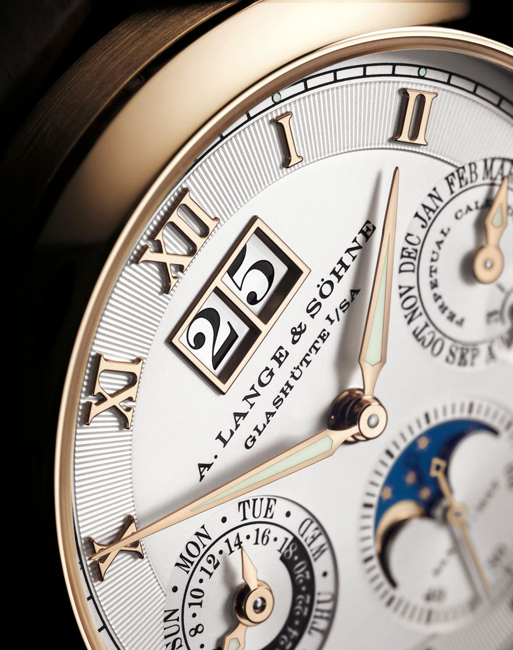 A. Lange amp; Sohne Langematik Perpetual Honey Gold closeup