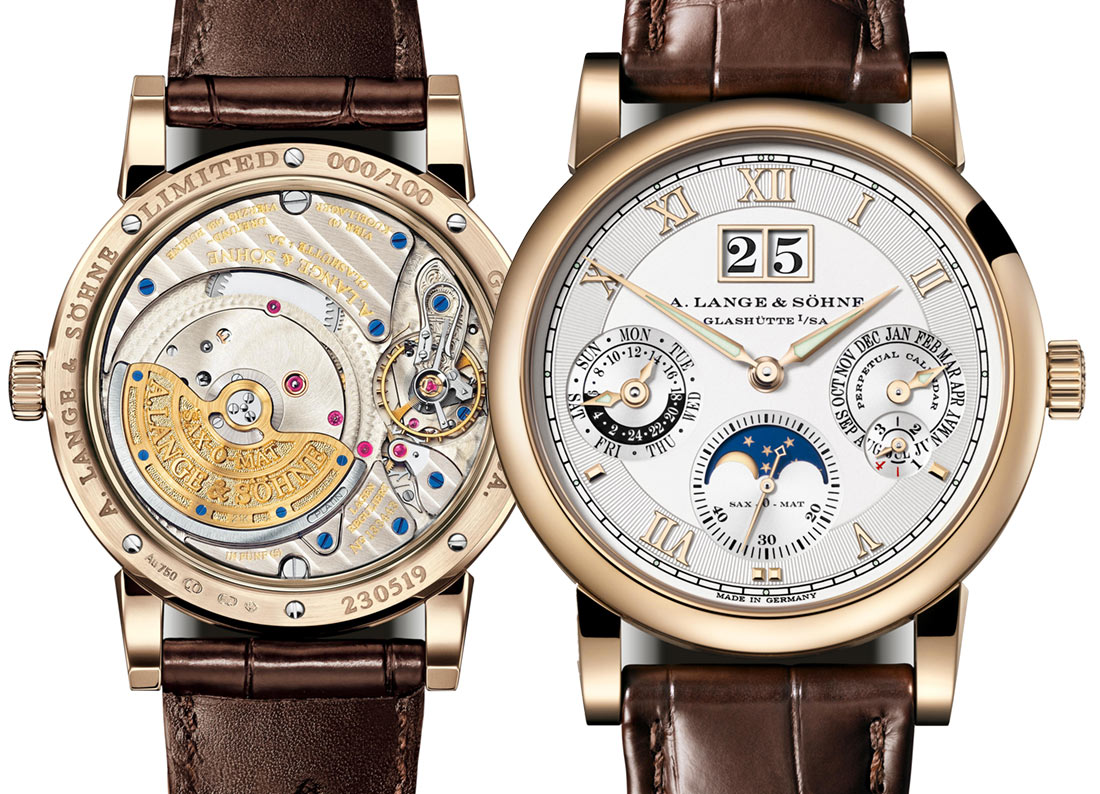 A. Lange amp; Sohne Langematik Perpetual Honey Gold front and back