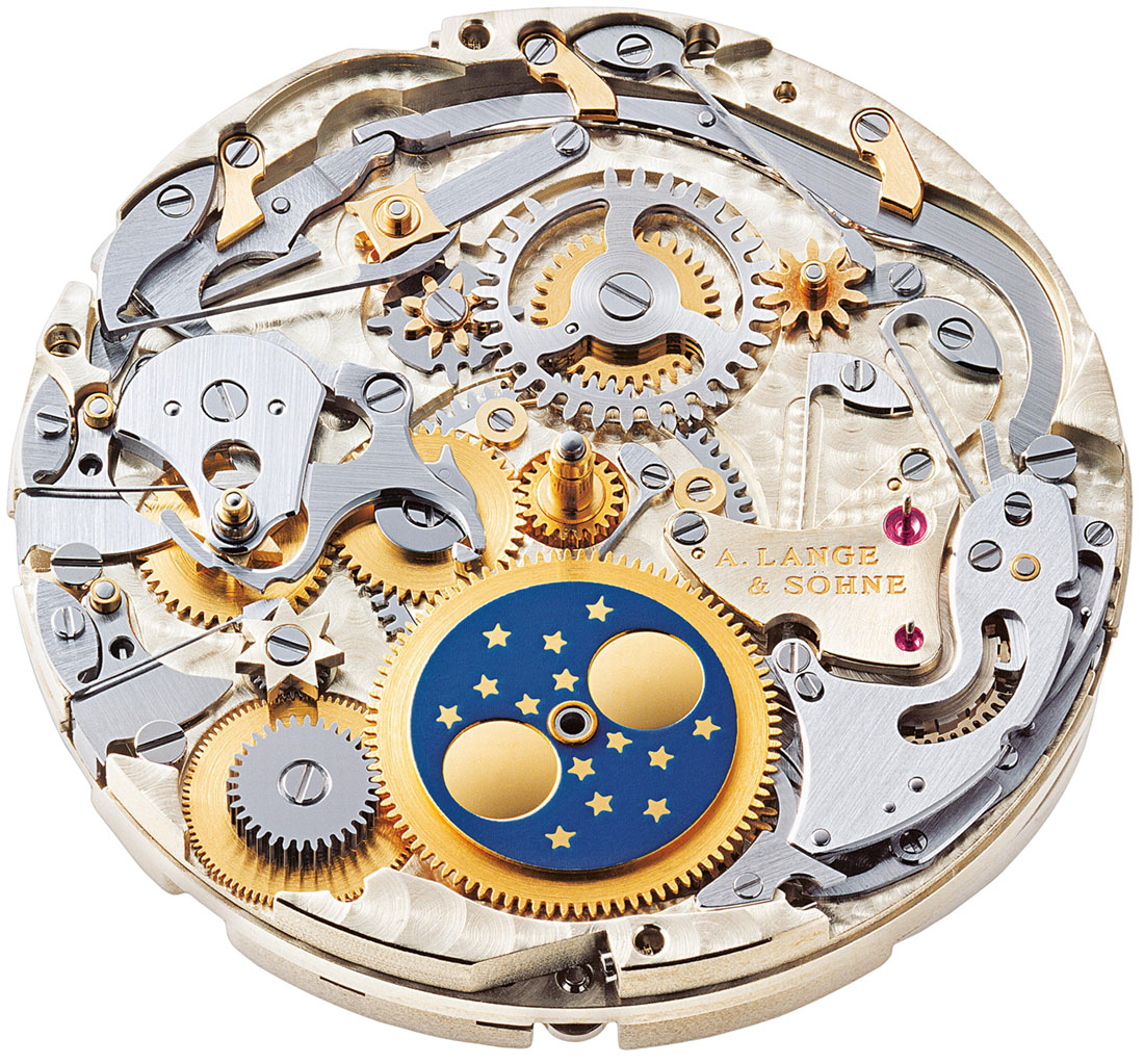 A. Lange  Sohne Langematik Perpetual Honey Gold Watch movement dial side