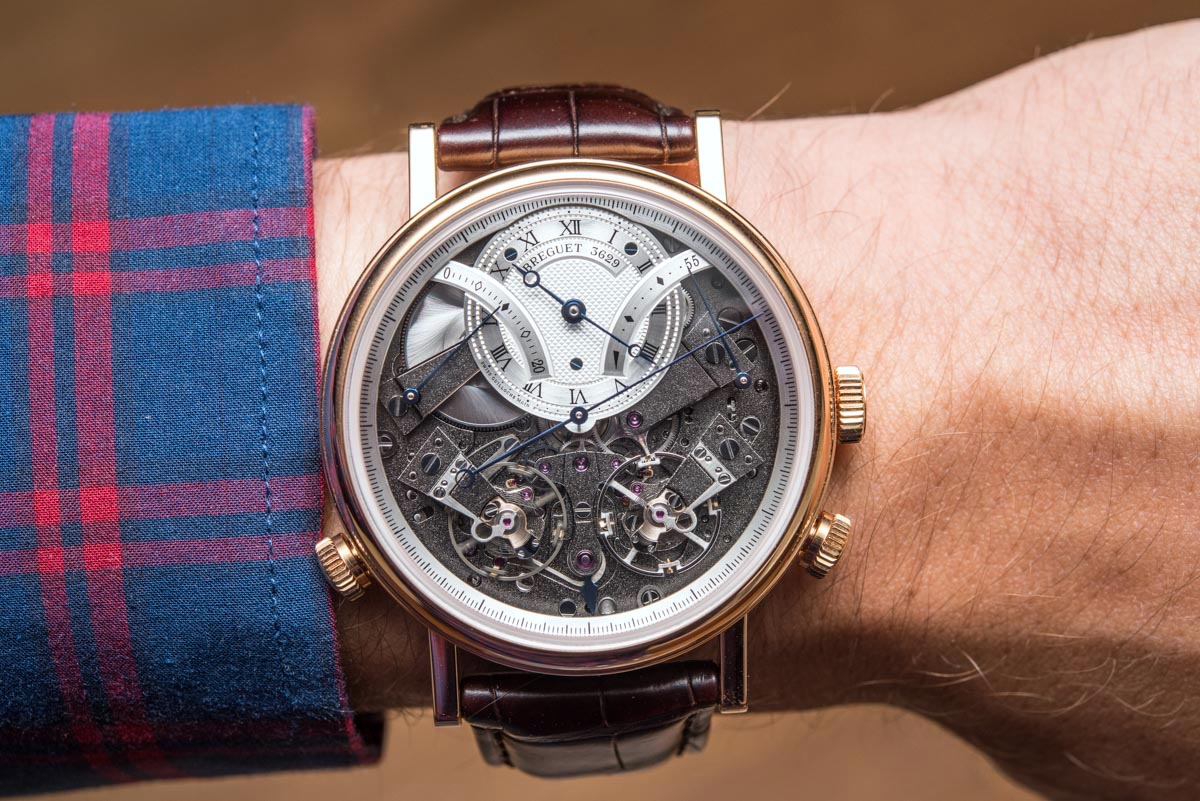 Breguet Tradition Chronographe Independant 7077 in rose gold on the wrist