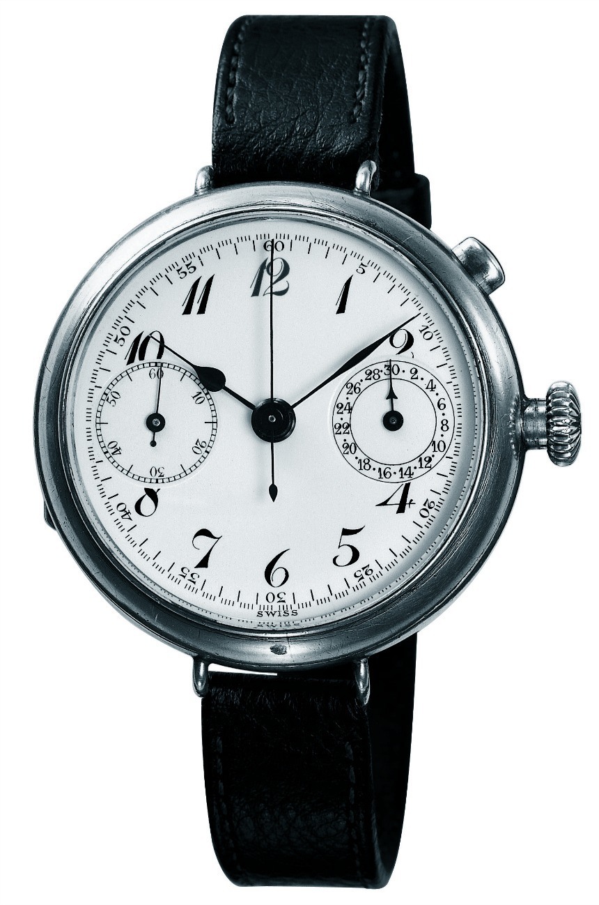 Breitling wrist chronograph with first independent pushpiece 1923