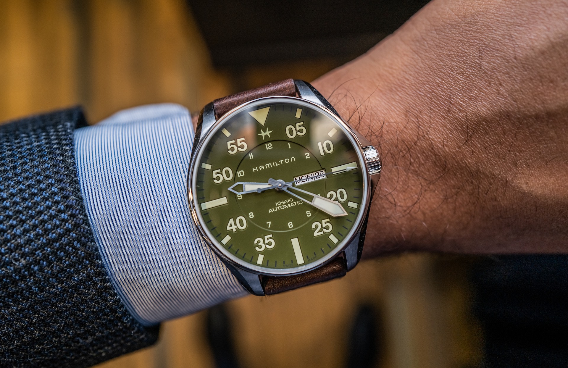 hamilton khaki pilot schott nyc