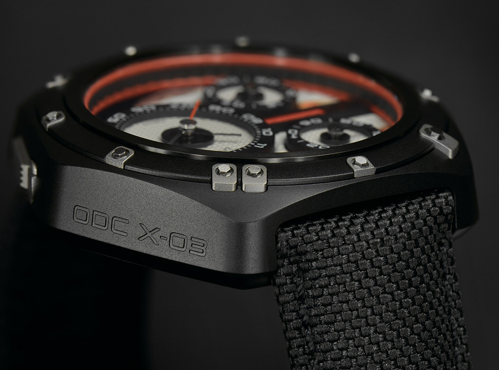 Hamilton ODC x-03 swiss made watch detailed photo of side and strap