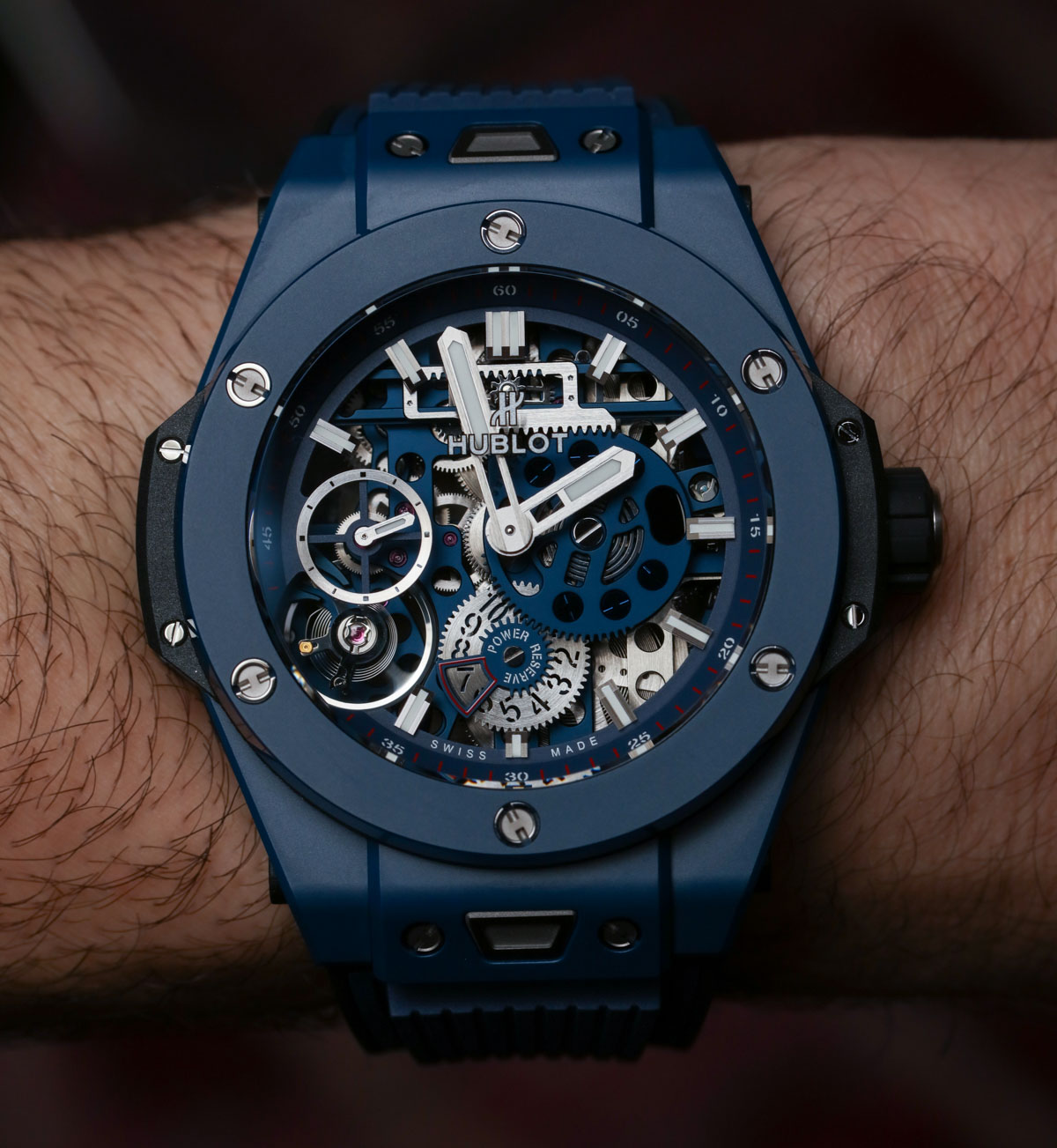 Hublot Meca-10 Ceramic Blue wrist shot