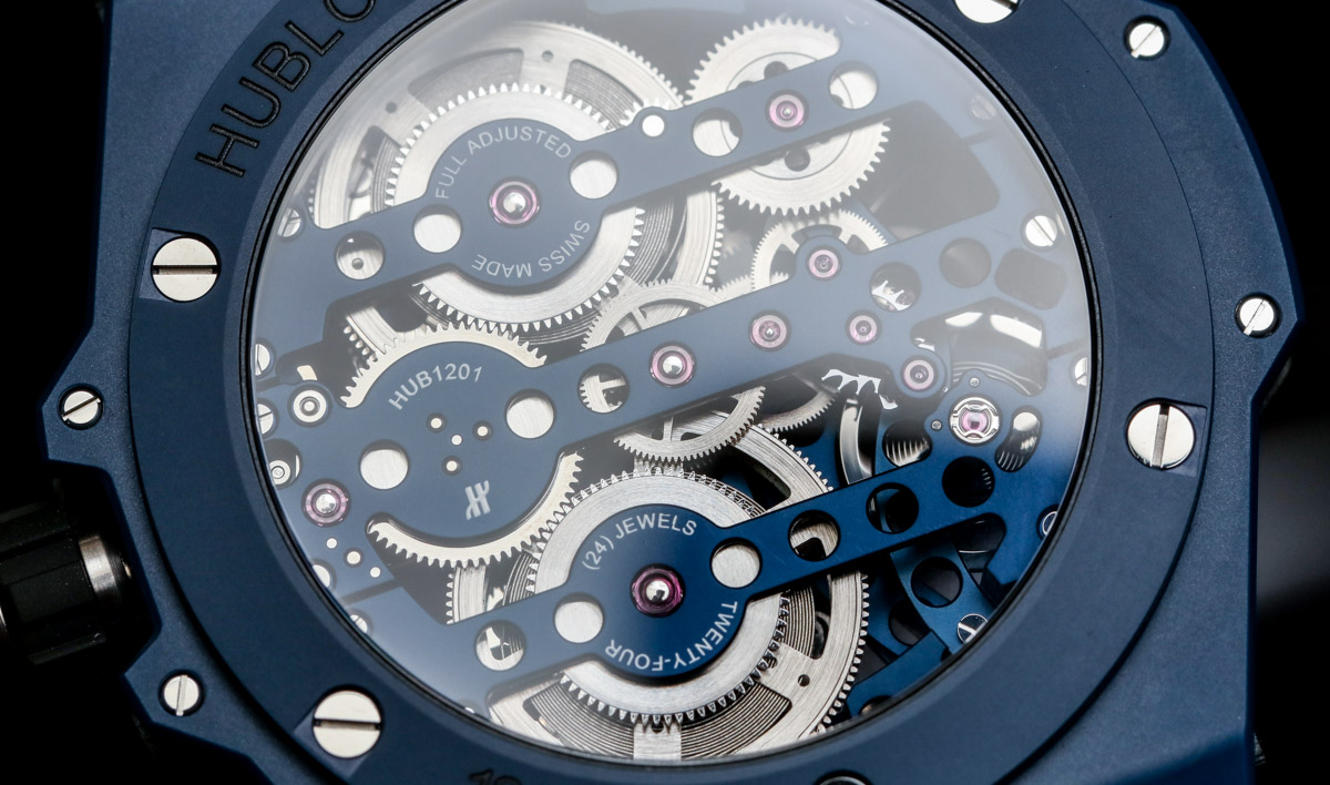 Hublot Meca-10 Ceramic Blue movement detail