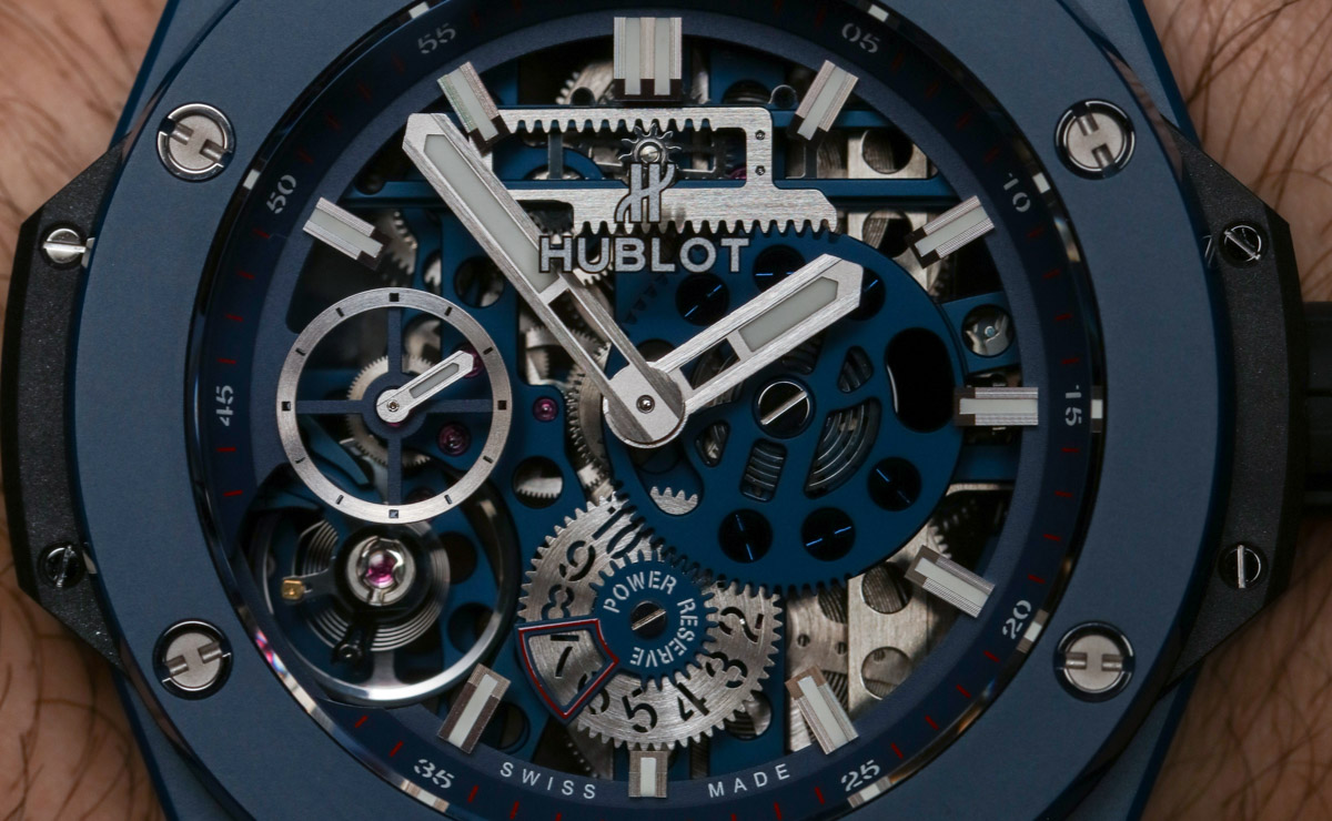 Hublot Meca-10 Ceramic Blue dial detail