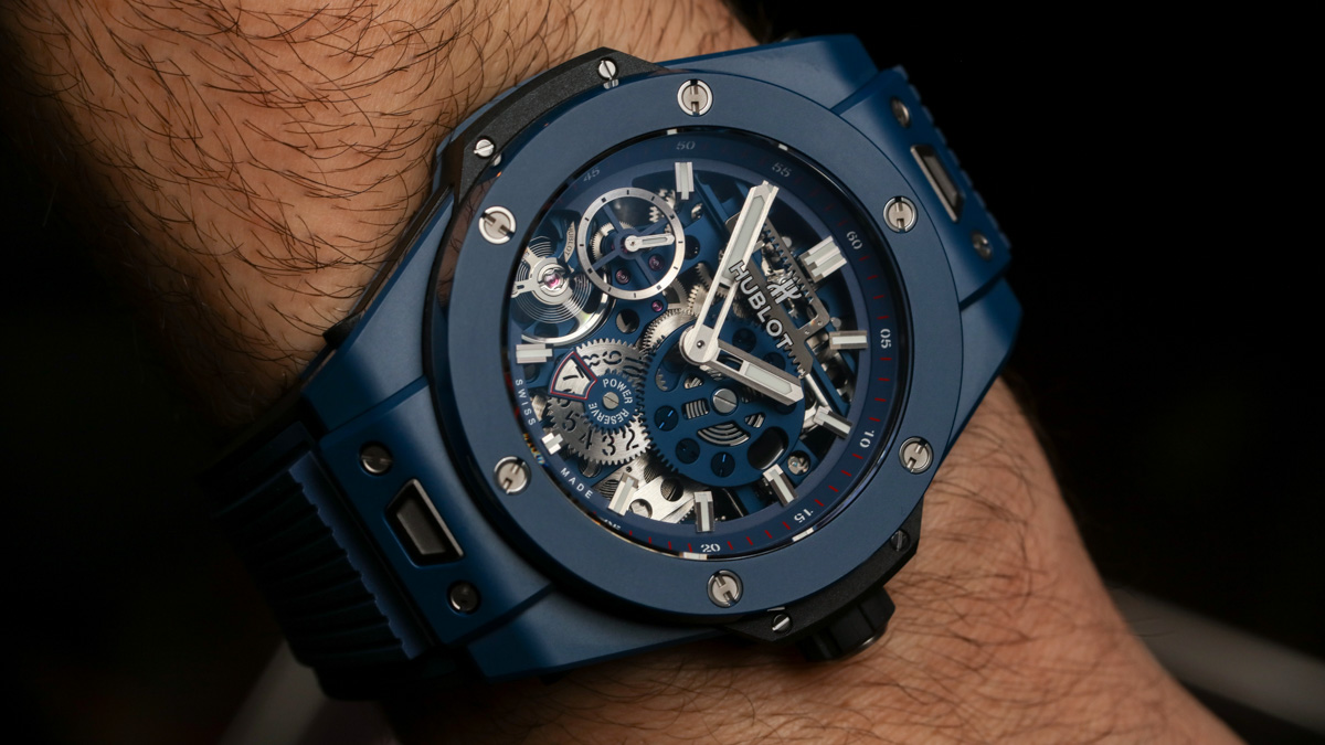 Hublot Meca-10 Ceramic Blue wrist shot