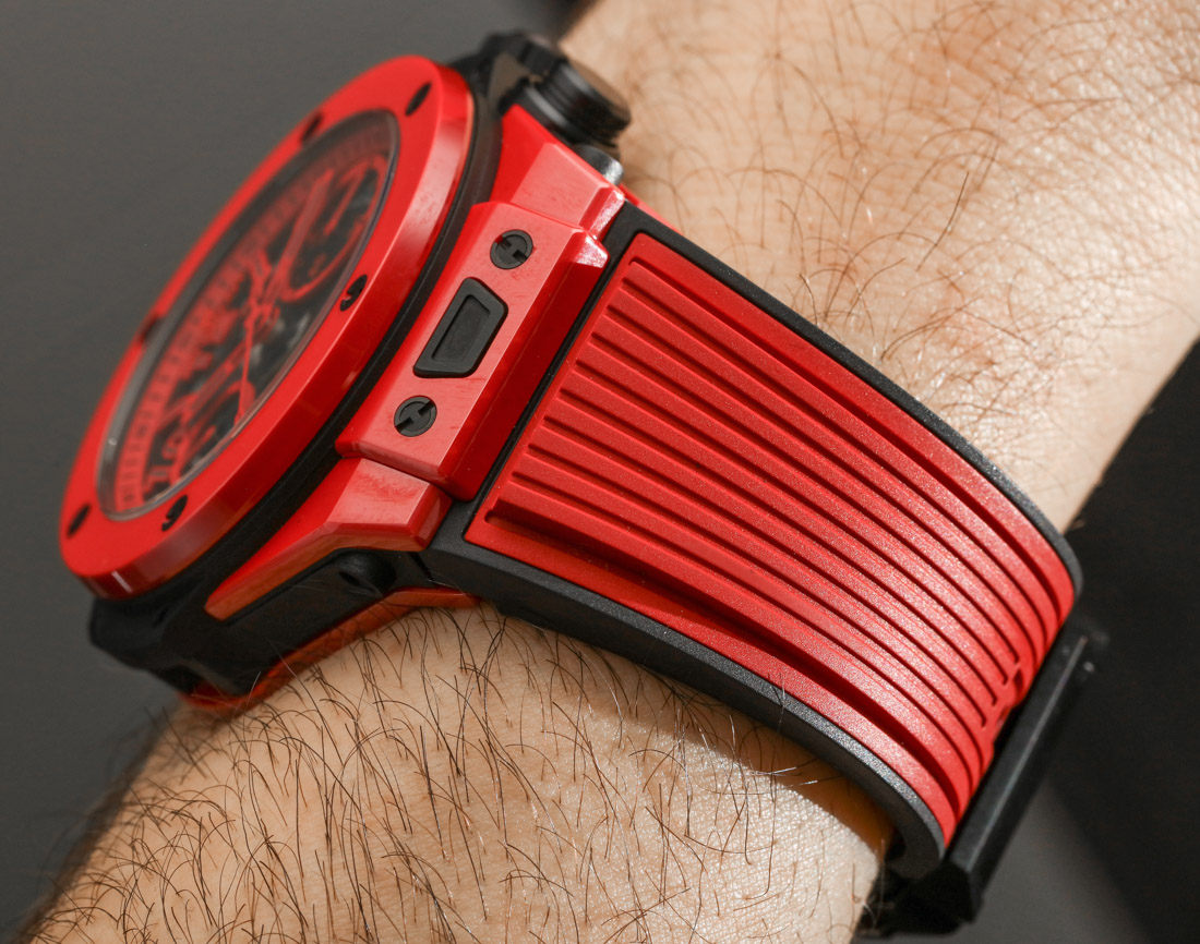 Hublot Big Bang UNICO Red Magic Ceramic Watch strap detail.