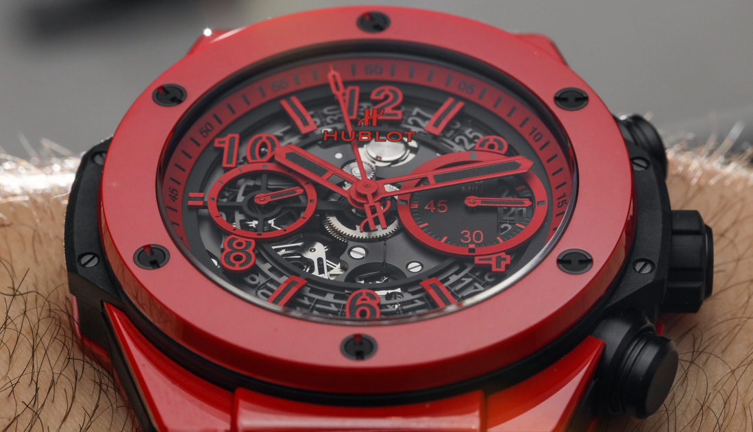 Hublot Big Bang UNICO Red Magic Ceramic Watch on wrist.