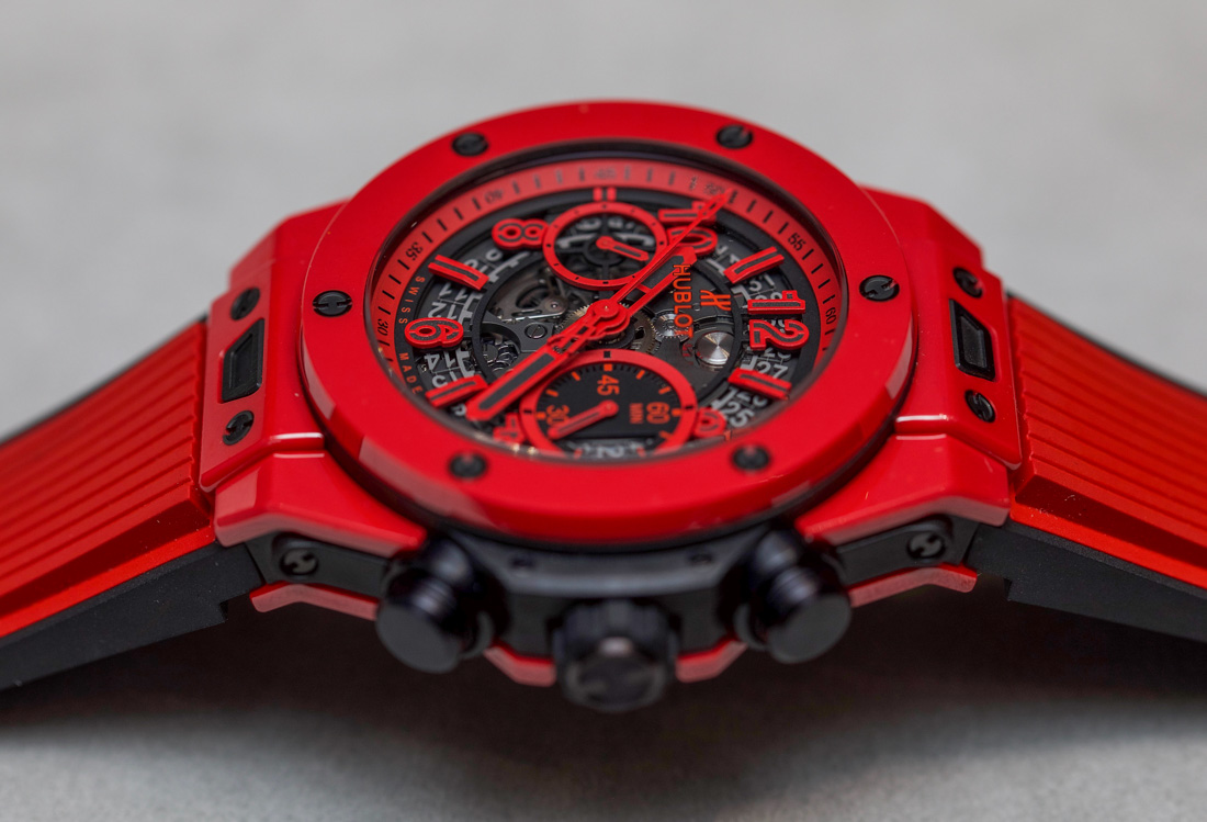 Hublot Big Bang UNICO Red Magic Ceramic Watch crown and pushers.