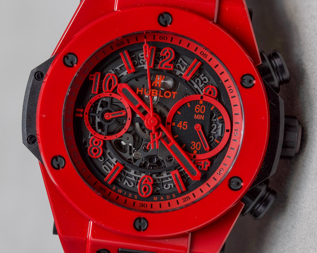 Hublot Big Bang UNICO Red Magic Ceramic Watch dial detail.