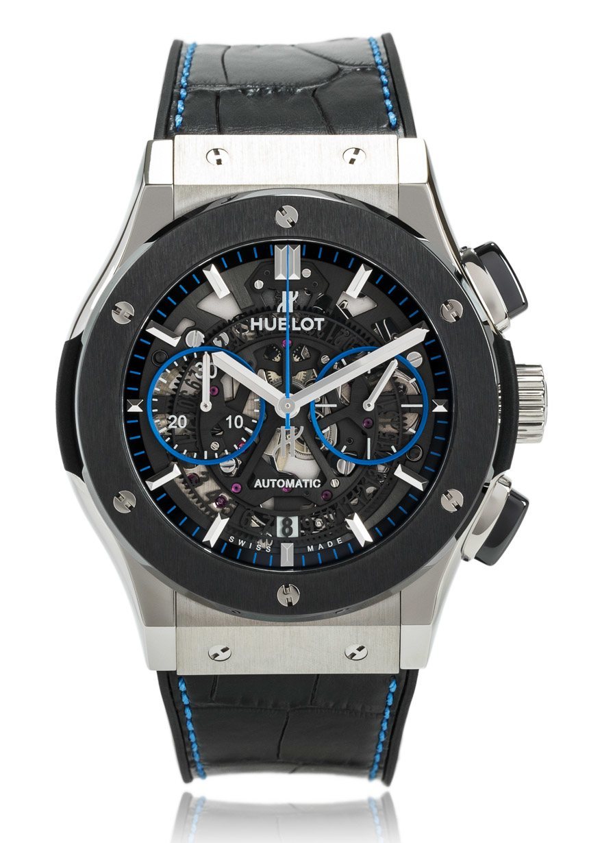 By using a transparent disc to carry many of the apparently 'floating' dial elements, Hublot have created an optical illusion you might find in a classic mystery watch.