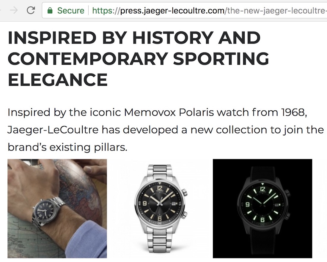 Jaeger-LeCoultre Polaris press release