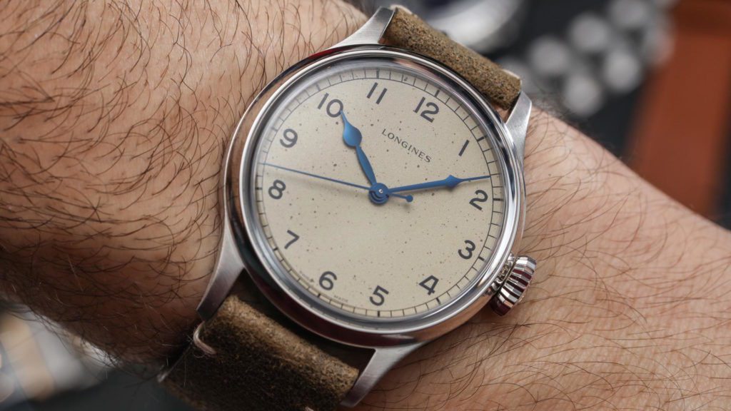 longines military watch wrist shot