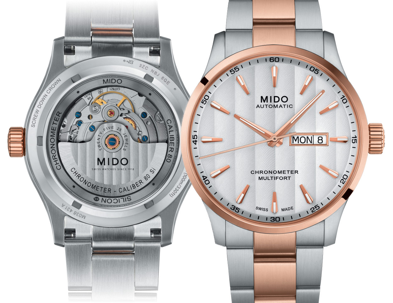 Mido Multifort Chronometer dial and case back