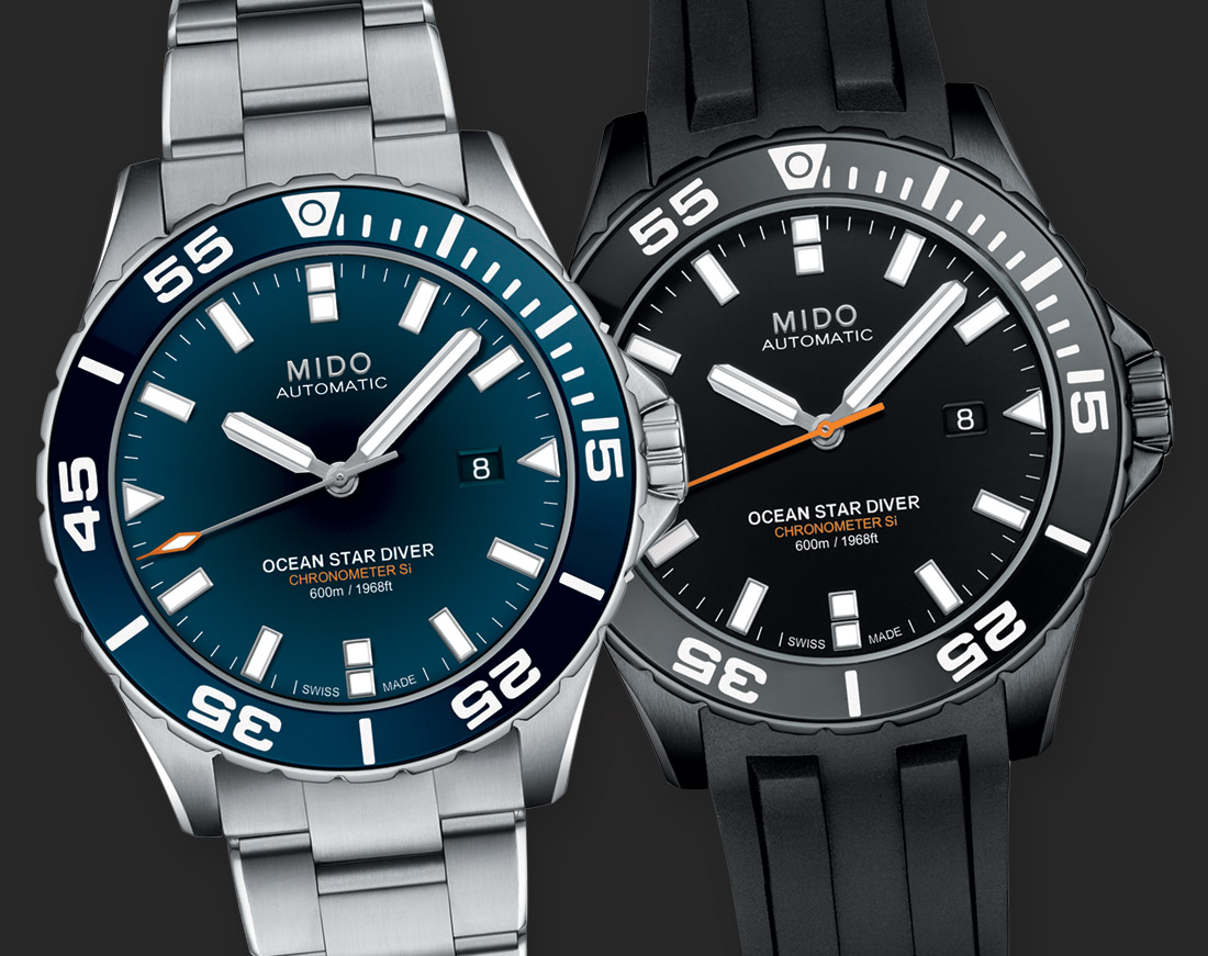 Mido Ocean Star Diver 600 collection black and blue