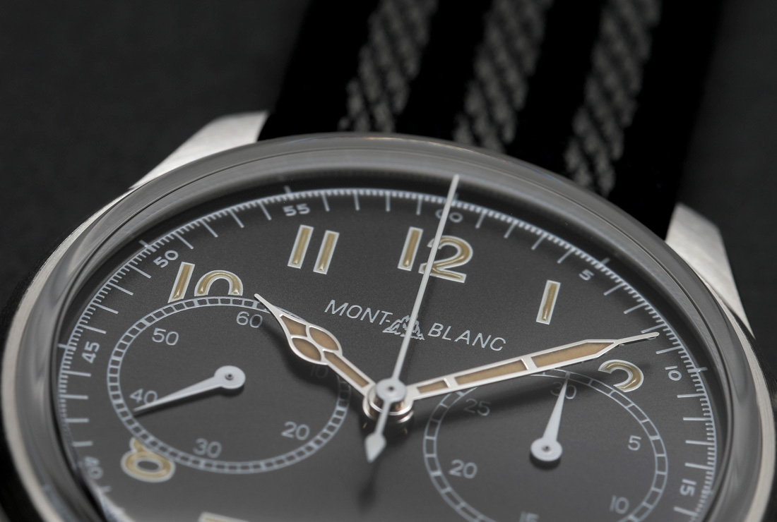Dial detail Montblanc 1858 Automatic Chronograph stainless steel