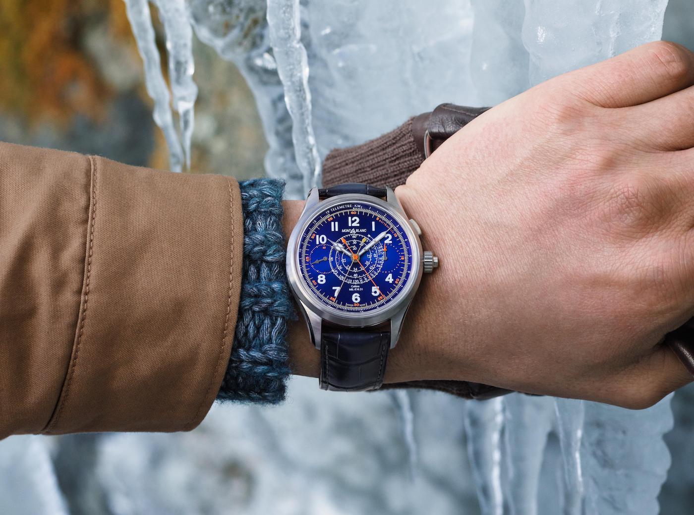 montblanc 1858 split second chronograph blue