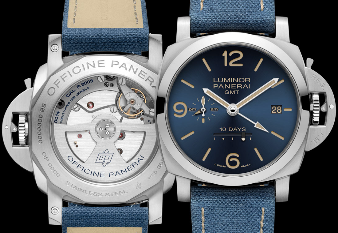 Panerai Luminor 1950 10 Days GMT Automatic Acciaio Design Miami PAM986 front back