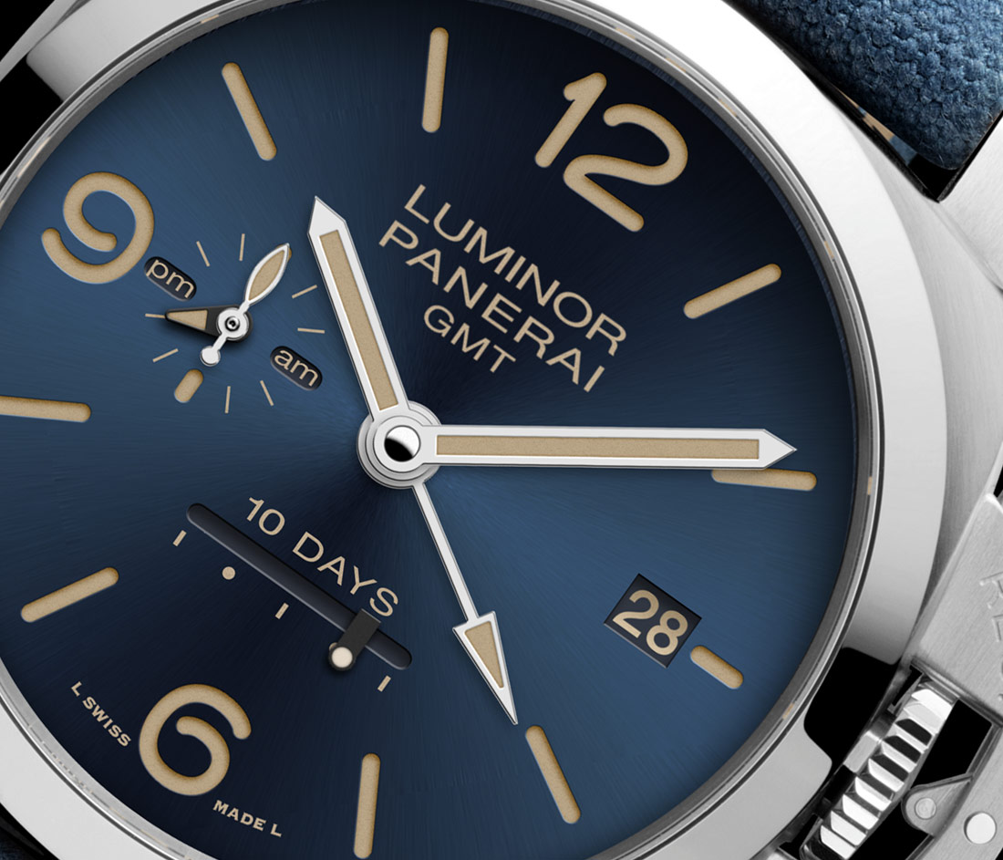 Panerai Luminor 1950 10 Days GMT Automatic Acciaio Design Miami PAM986 dial