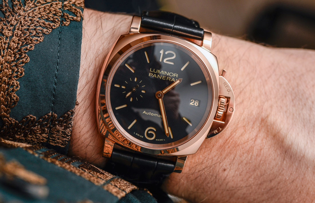 Panerai Luminor Due 3 Days Automatic 38mm rose gold wist shot