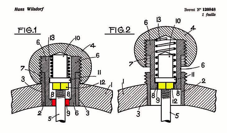 Patent Wilsdorf 1926 October CH-120848 Rolex Screw Crown Patent Wilsdorf 1926 October CH-120848 Rolex Screw Crown