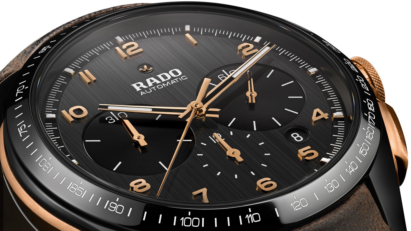 Dial detail Rado HyperChrome Bronze Chronograph