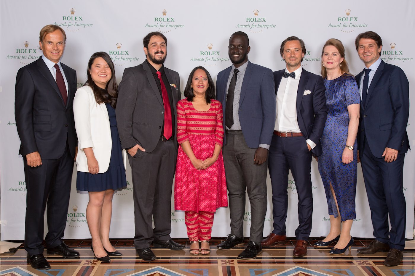 Rolex Awards For Enterpise 2019 laureates and Rolex representatives.