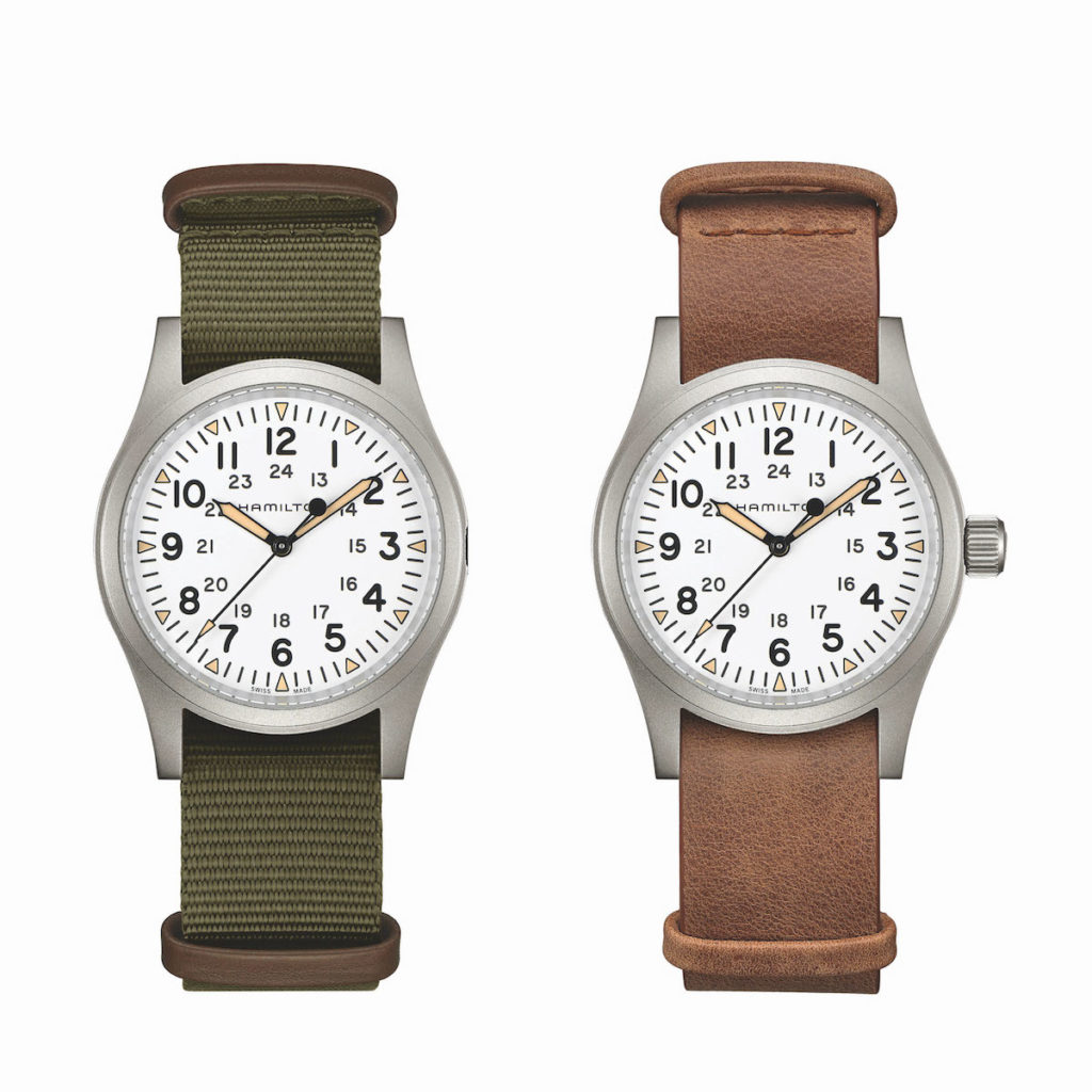 hamilton khaki field mechanical white dial strap options